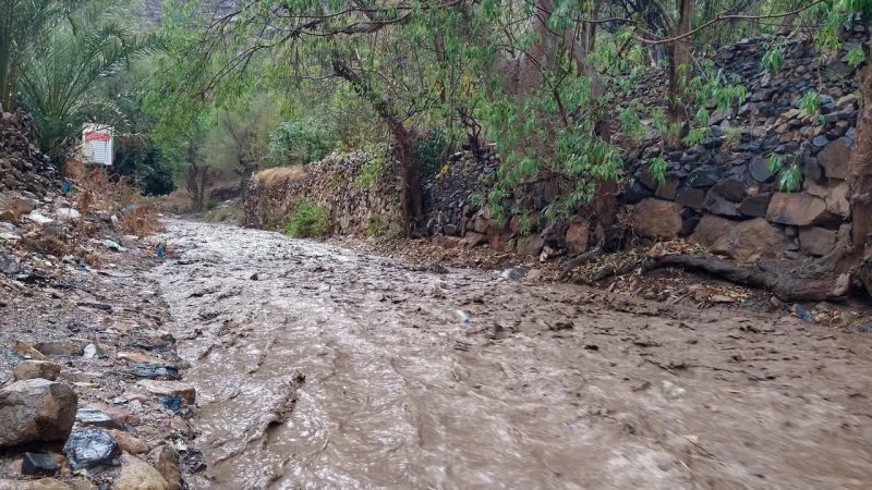 أمطار غزيرة تضر بشوارع وأملاك المواطنين في إب